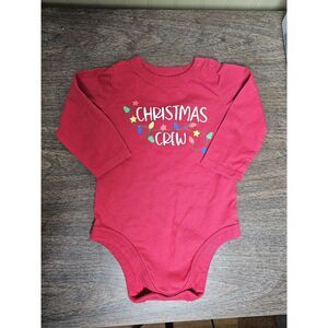 6-9 Months Red Long sleeve "Christmas Crew" Bodysuit Christmas Outfit 2022